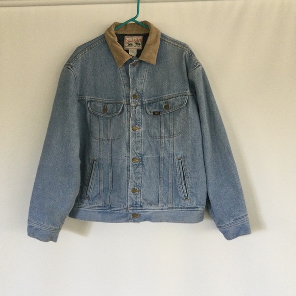 Lee Other - Lee Vintage Storm Rider Corduroy Collar Denim Jean Jacket Button Front Size L